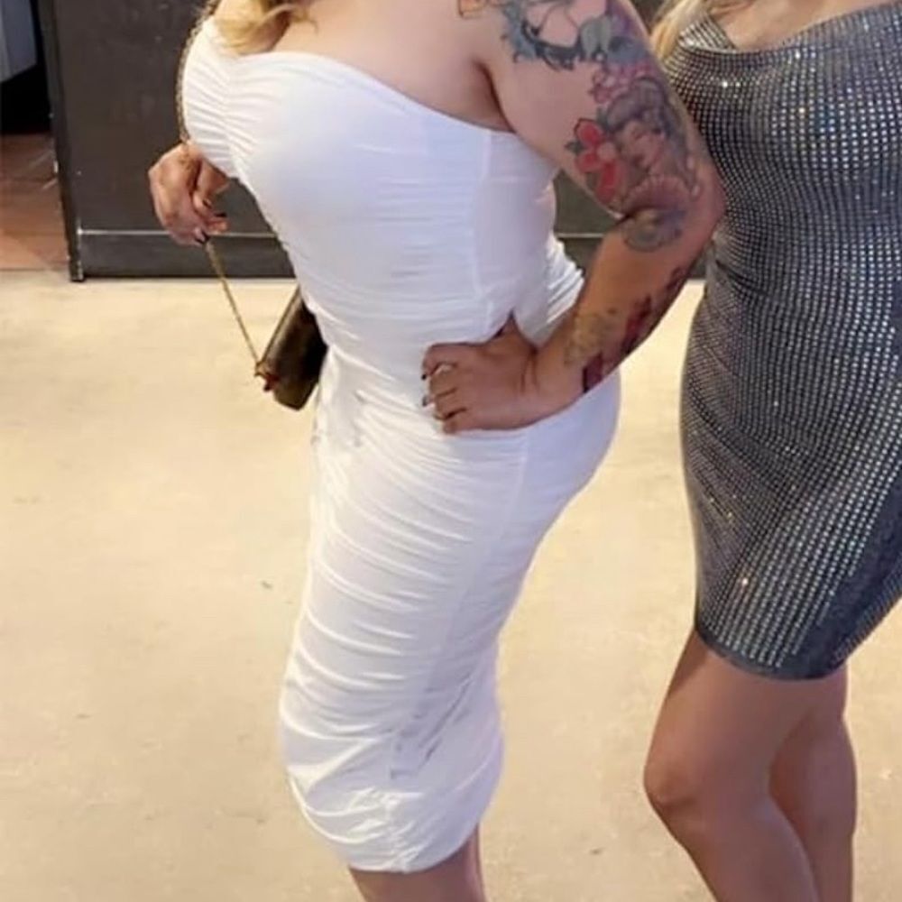 Women's Sexy Ruched pure white  Bodycon  casual fresh Tube Maxi Dress XL. - Picture 3 of 8